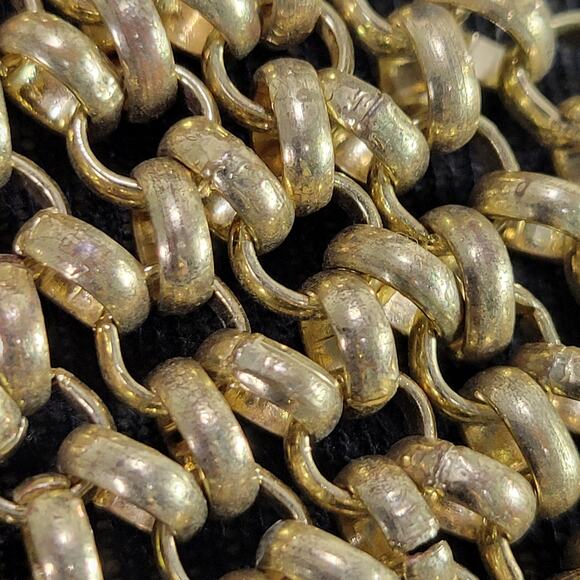 Chainmail Necklace Gold Tone Chain Link Mesh Bib Maille Draped Honeycomb Loops - Picture 5 of 12